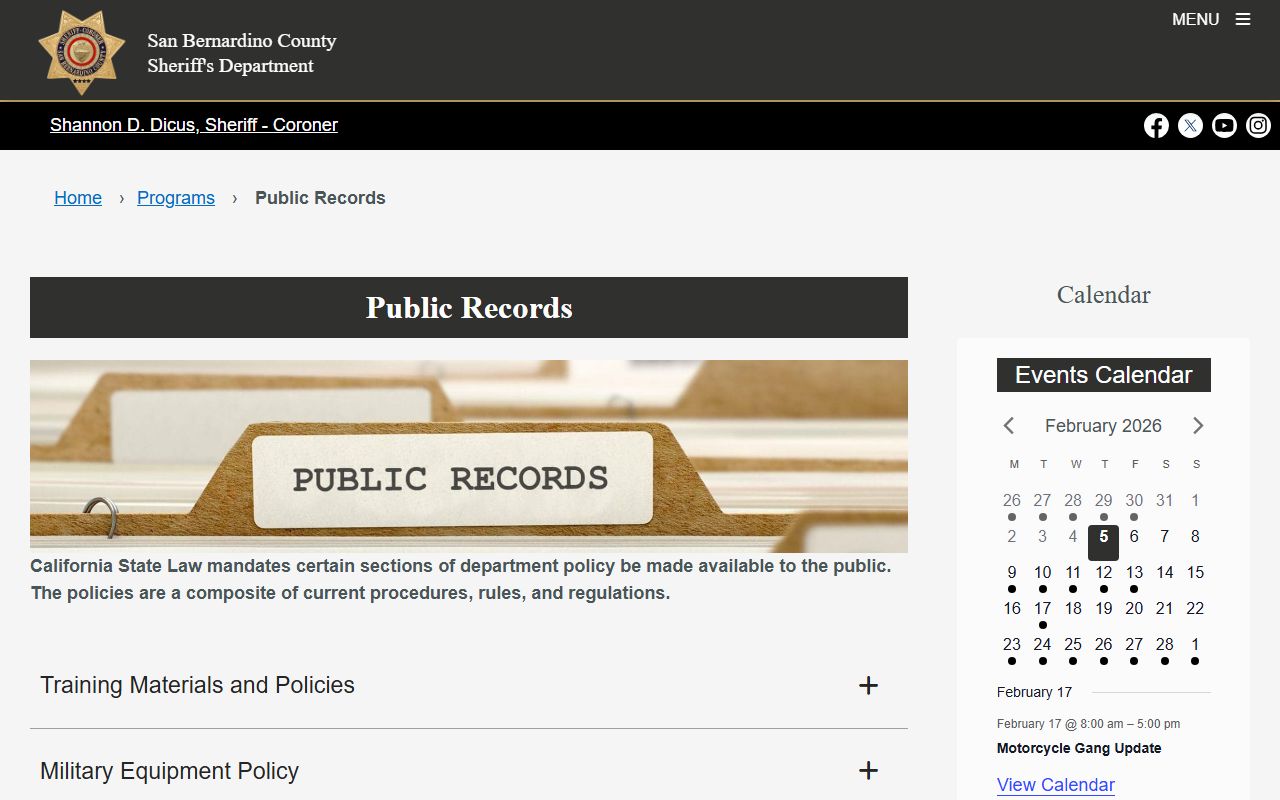 Rancho Cucamonga San Bernardino Sheriff public records 72 hour booking