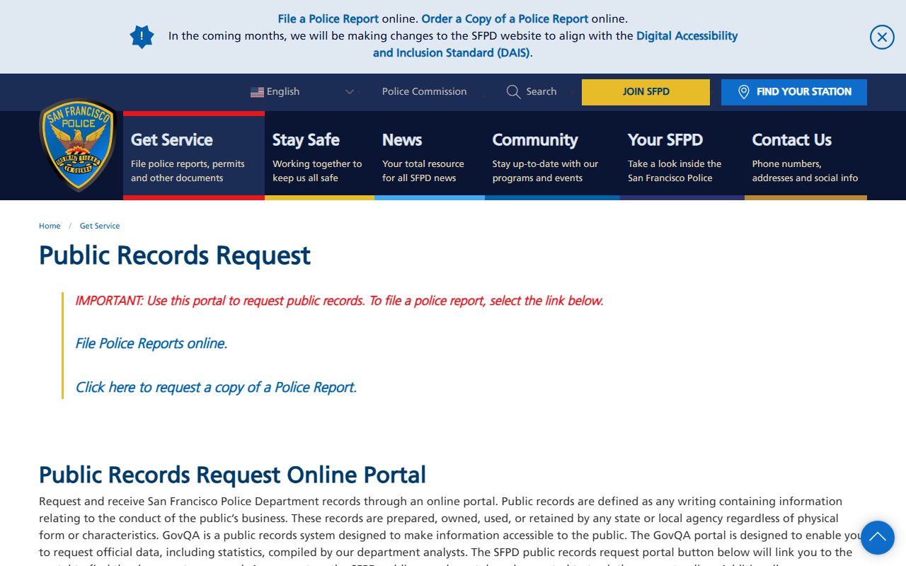 San Francisco Police Department public records request form for 72 hour booking data