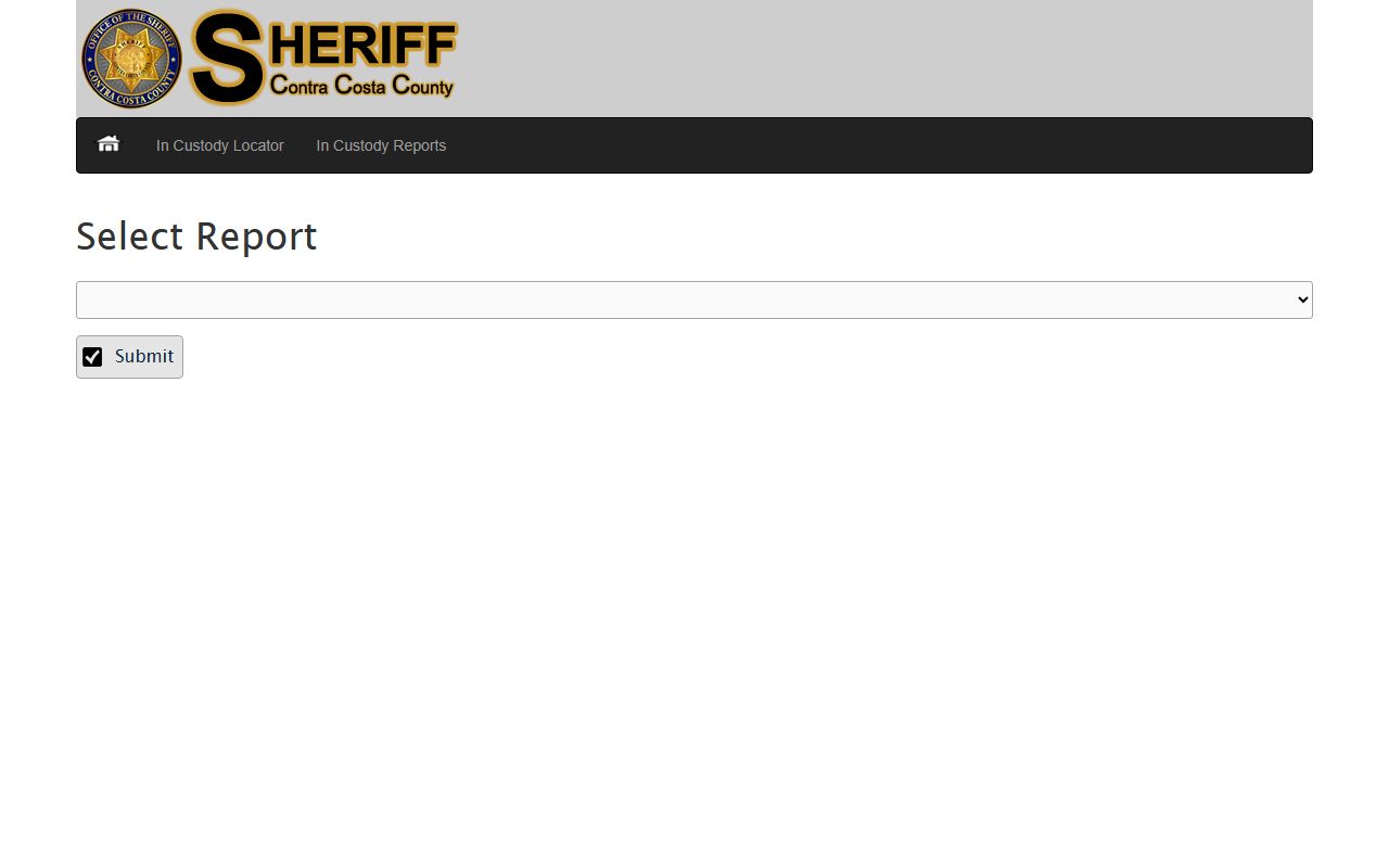 Contra Costa County Sheriff in-custody inmate reports for 72 hour booking records