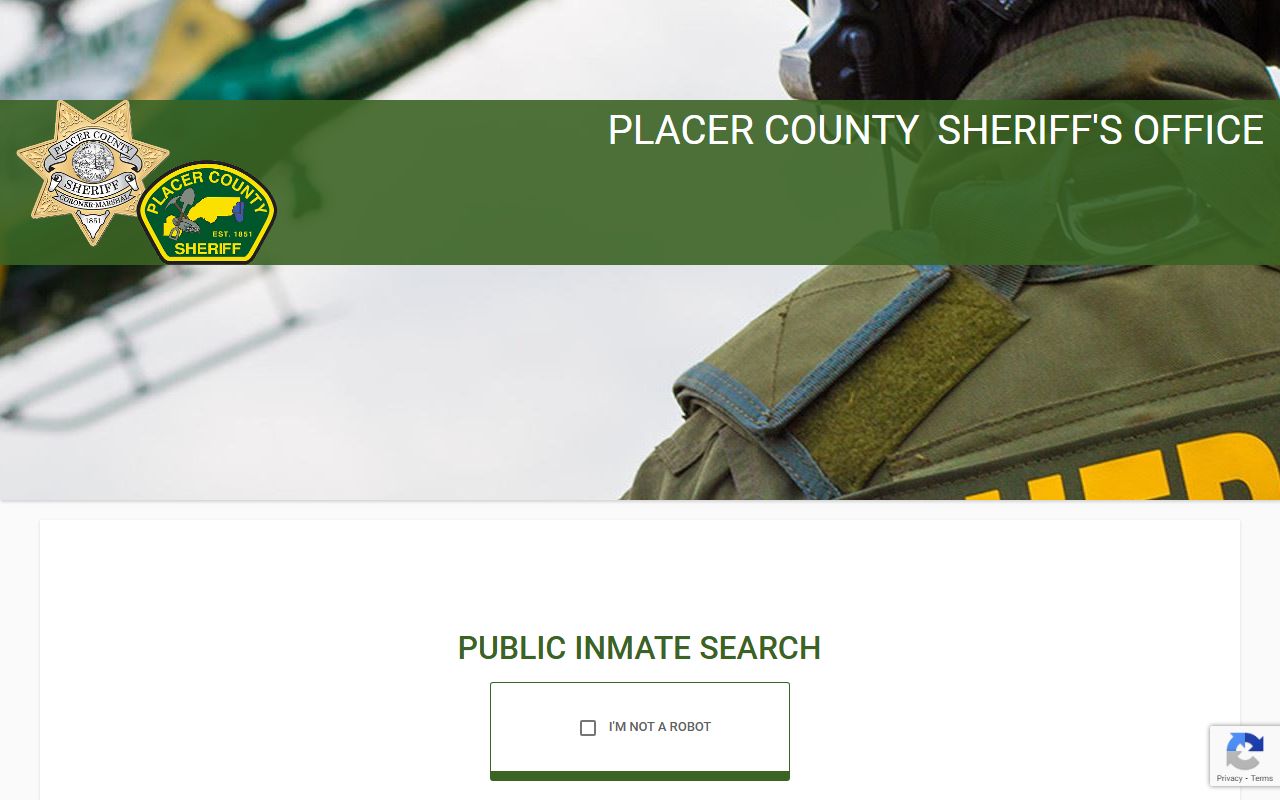 Placer County Sheriff ATIMS inmate search database for 72 hour booking records